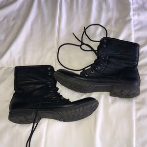 Foldable Black Combat Boots